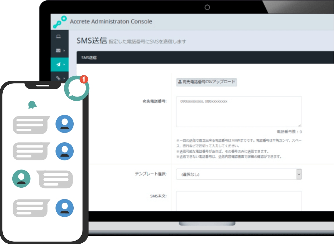 おすすめネット SMSを送信するSMSコネクト｜Accrete クラフト・布製品